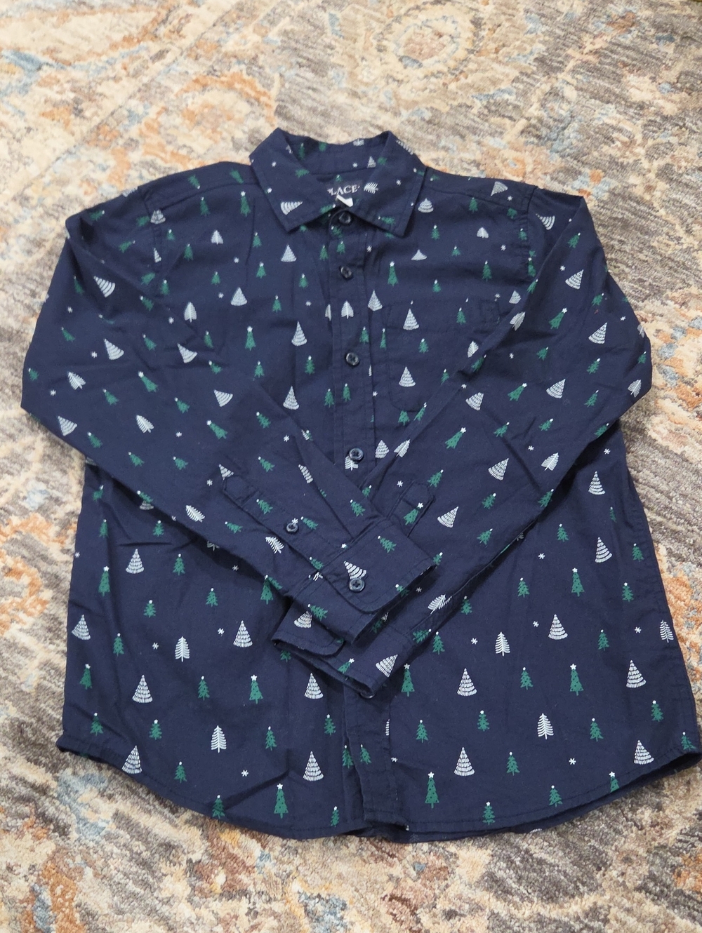 The Children's Place Navy Blue Tree Print Button-Down Shirt